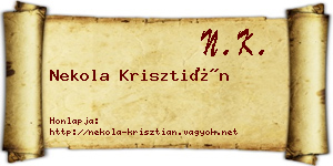 Nekola Krisztián névjegykártya